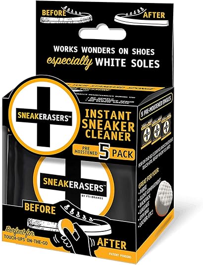 SneakERASERS Instant Sole and Sneaker Cleaner, Premium Pre-Moistened Dual-Sided Sponge for Cleaning & Whitening Shoe Soles