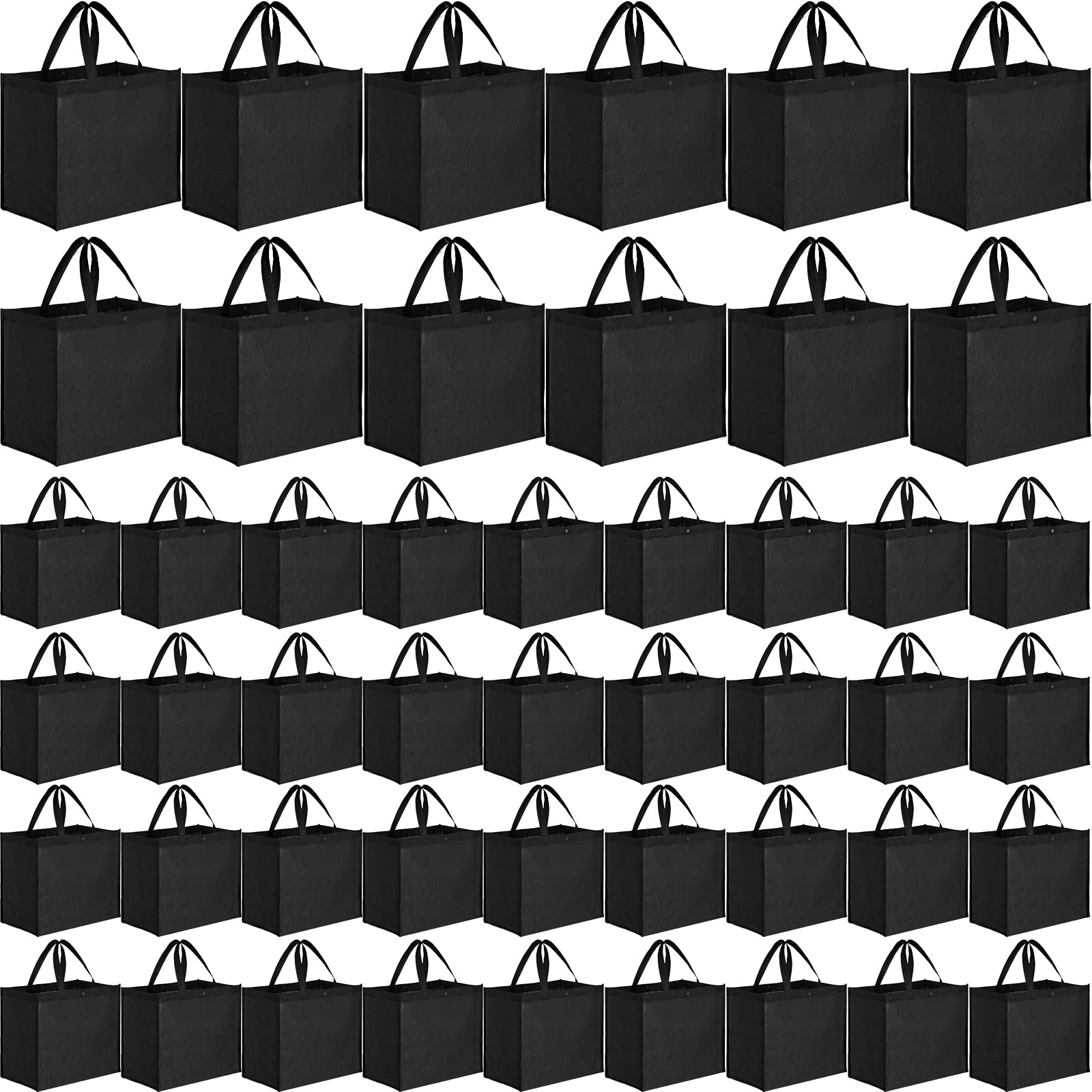 Boao 48 Pack Reusable Grocery Bags 13''L x 9.4''W x 15''H Large Foldable Shopping Tote Bag Non Woven with Handle and Button