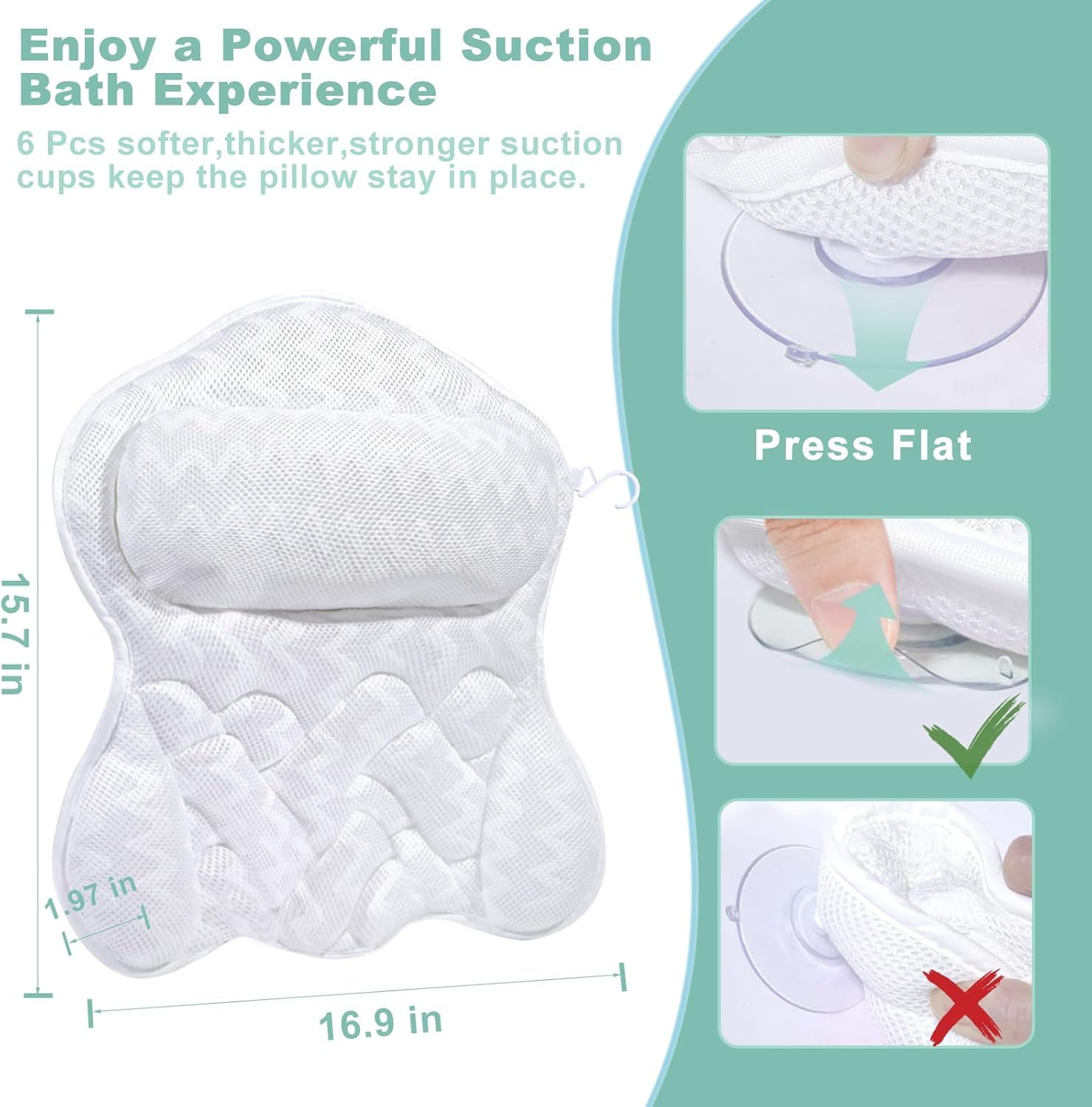 Photo 1 of ODOX.MS Bath Pillow for Tub,Bathtub Pillow,Bath Pillows for tub Neck and Back Support,4D Mesh Fabric Strong Suction Waterproof Relaxing Headrest,Bath Accessories Spa Gifts