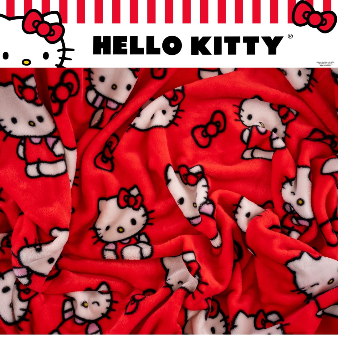 Franco Hello Kitty Bedding Supergemütliche übergroße Familiendecke, 304,8 x 274,3 cm, offizielles Lizenzprodukt, Sammlerstücke