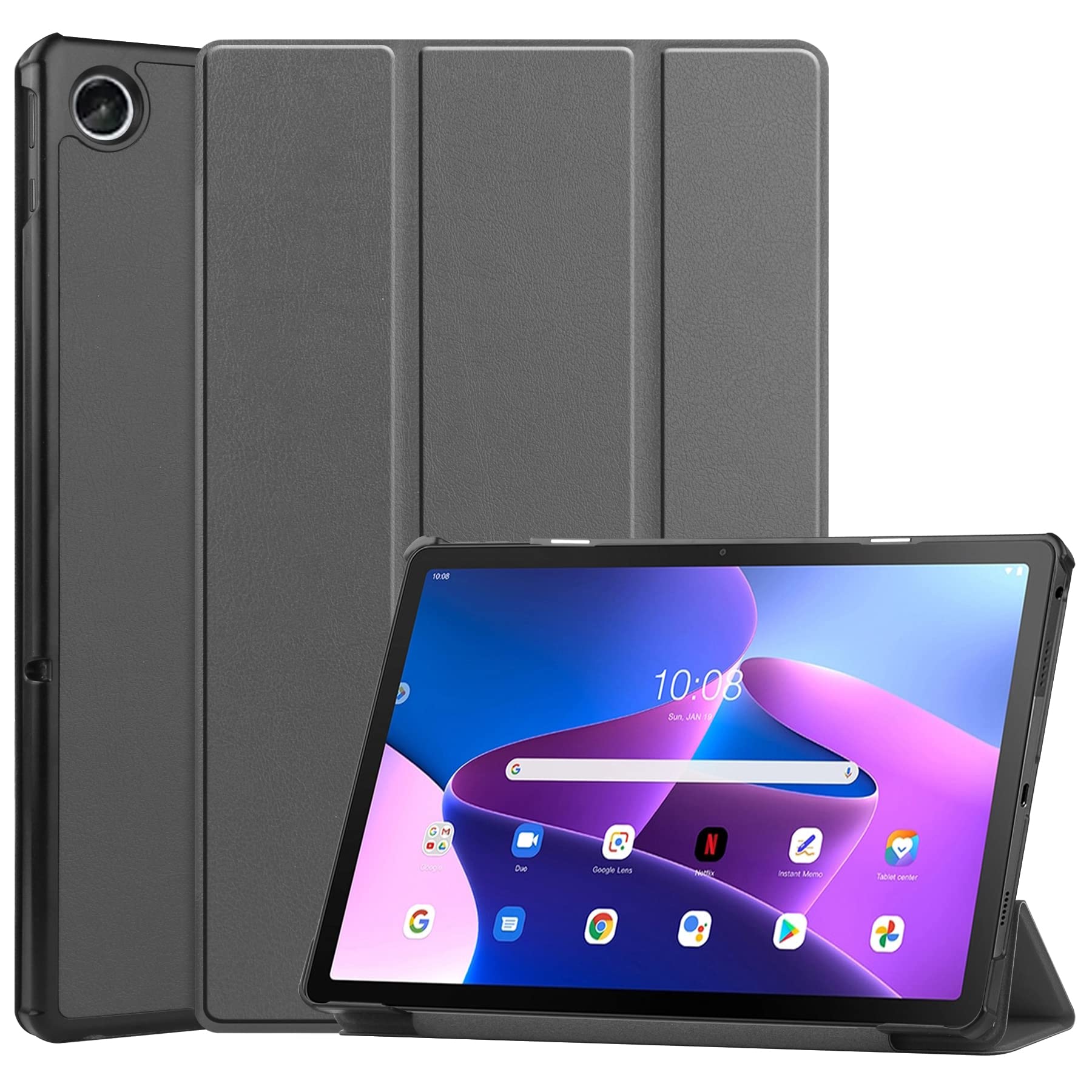YRH for Lenovo Tab 10.1 inch 2025 (Model: TB311FU/TB311XU), PU Leather Stand Protective Hard Shell with Auto Sleep-Wake, Gray