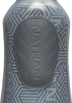 Nathan SpeedDraw 2 Insulated Handheld Running Water Bottle Flask Double-Wall Insulation, Ergonomic Grip, Blast Valve Cap, Phone & Key Storage Pockets, Reflective Design - 18oz, Deep Blue