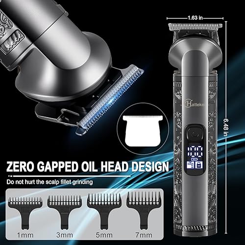 Miniatura 8 de Hatteker Kit de aseo multifuncional 8 en 1 para hombres, recortadora de barba para hombres, cortadora de pelo de precisión, recortadora de nariz,