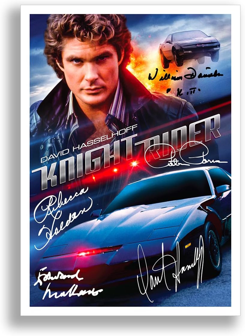 Knight Rider Cast Signed Autograph A4 Poster Photo Print TV Show Series Season Framed Memorabilia Gift David Hasselhoff (POSTER ONLY)