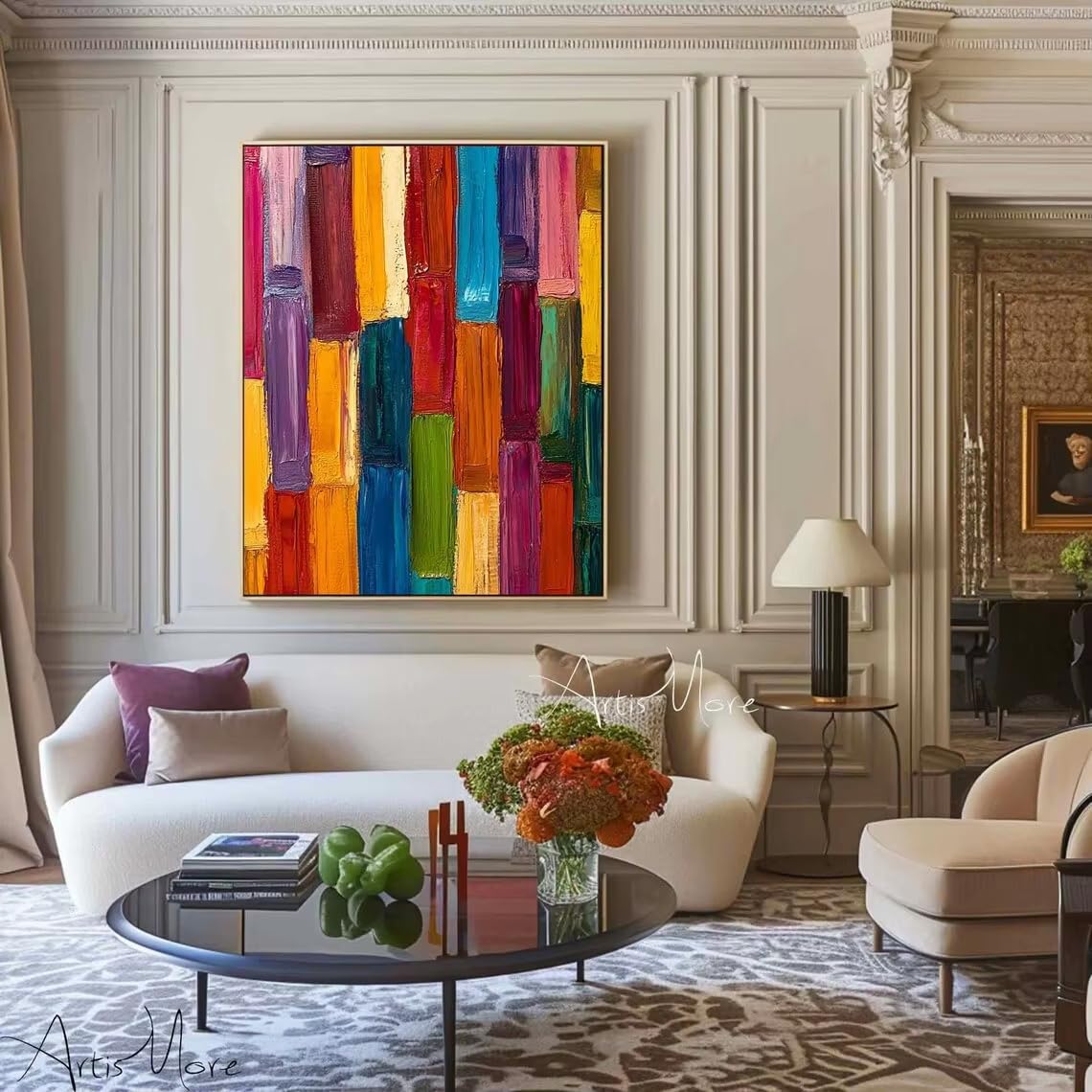 IHHGNB Texture Painting on Canvas Abstract Colorful Modern Minimalism Wall Art Canvas Artwork for Living Room Decor(70x90cm(26x35in)/No frame)