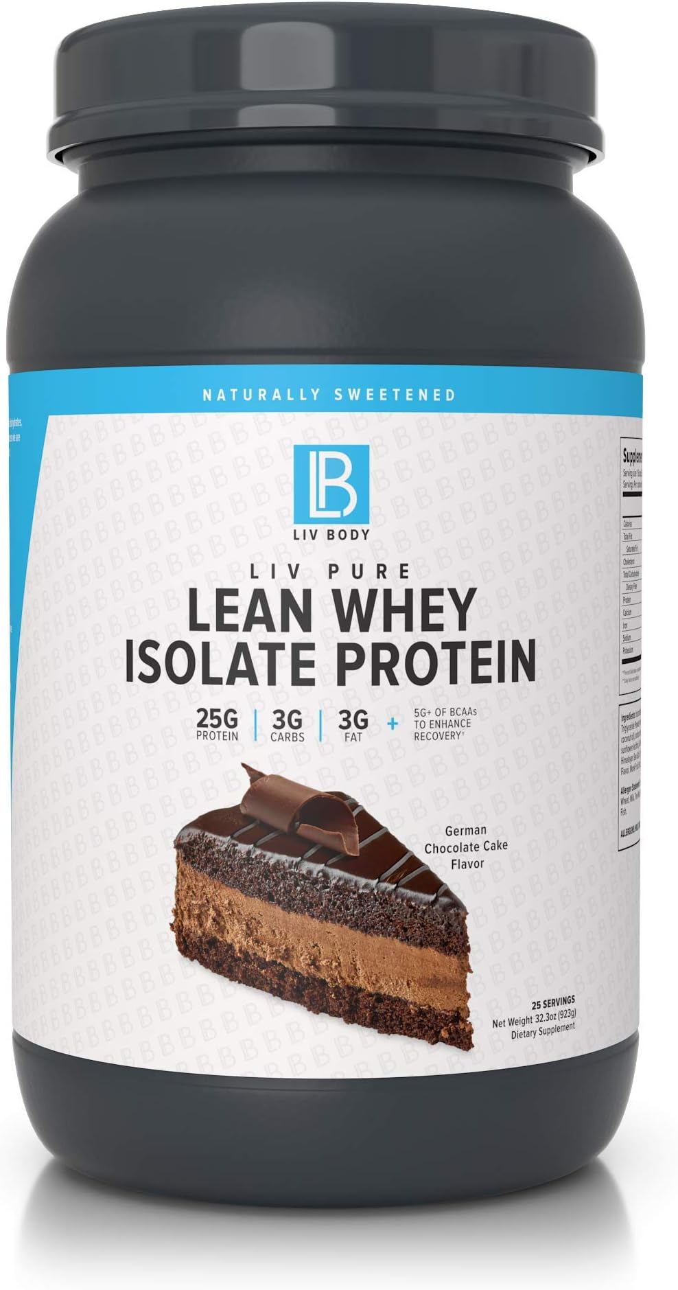 LIV Body | LIV Pure Lean Whey Isolate Protein | Gluten + Lactose Free | No Artificial Sweeteners, Low Fat, Low Carbs, 25g of Protein, Hormone Free, Gluten Free, Soy Free (German Chocolate Cake) …