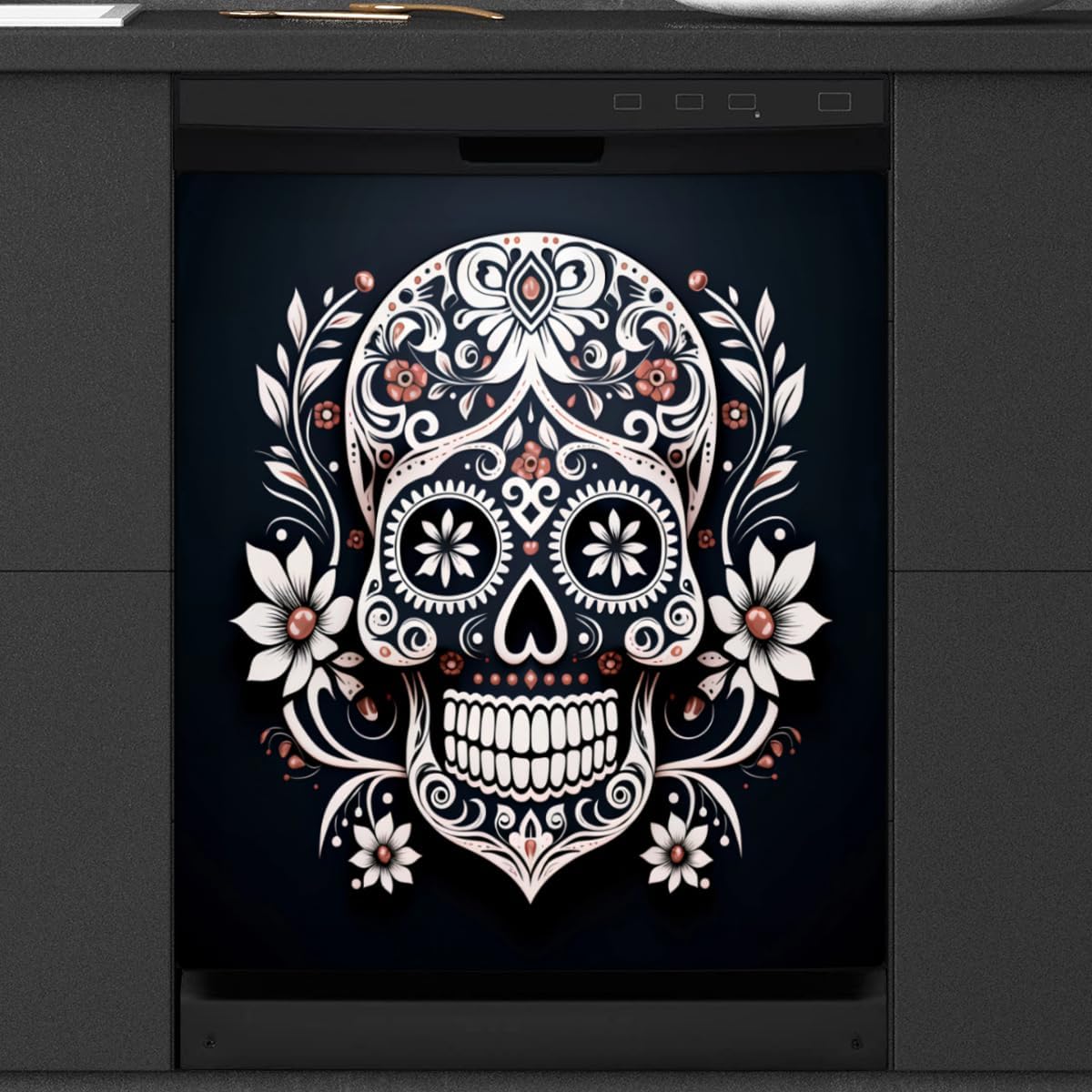 Skull Mandala Halloween Dishwasher Magnet Cover Reusable Decorative Magnetic Door Cover Dishwasher Covers for The Front Magnetic Kitchen Refrigerator Appliance Decor 23 x 26 Inches