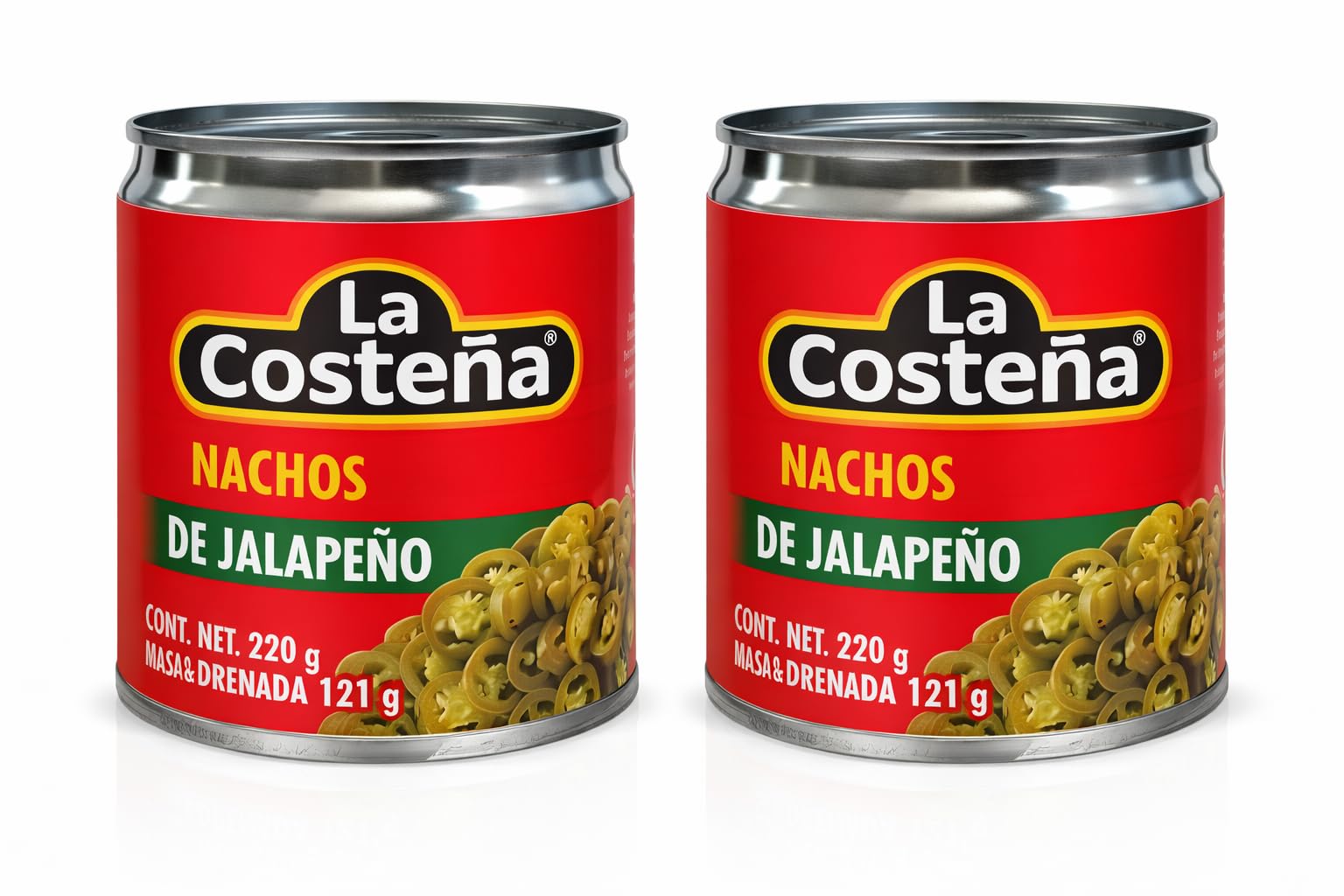 JALAPEÑOS - LA COSTEÑA - NACHOS DE JALAPEÑO - CHILE JALAPEÑOS - PACK DE 2-220 GRAMOS