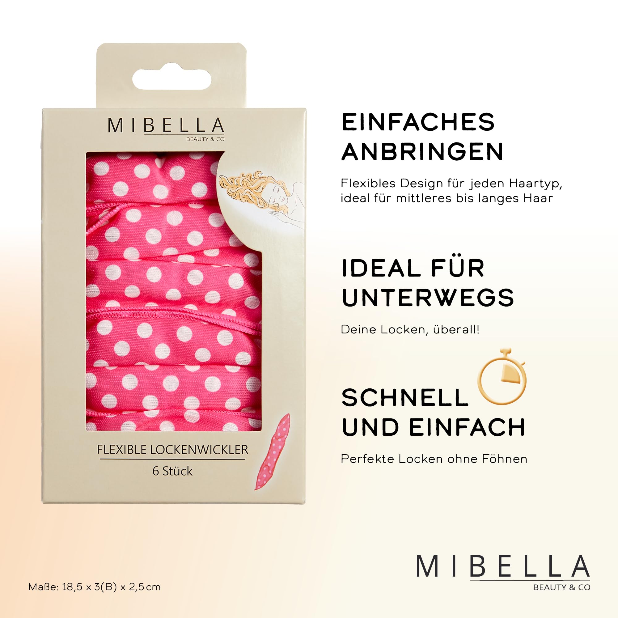 MIBELLA BEAUTY & CO Lokówka do włosów na noc bez wysokiej temperatury, 6 sztuk – Heatless Hair Curler do prostych loków bez wysokiej temperatury podczas snu – łatwa obsługa, delikatna dla włosów