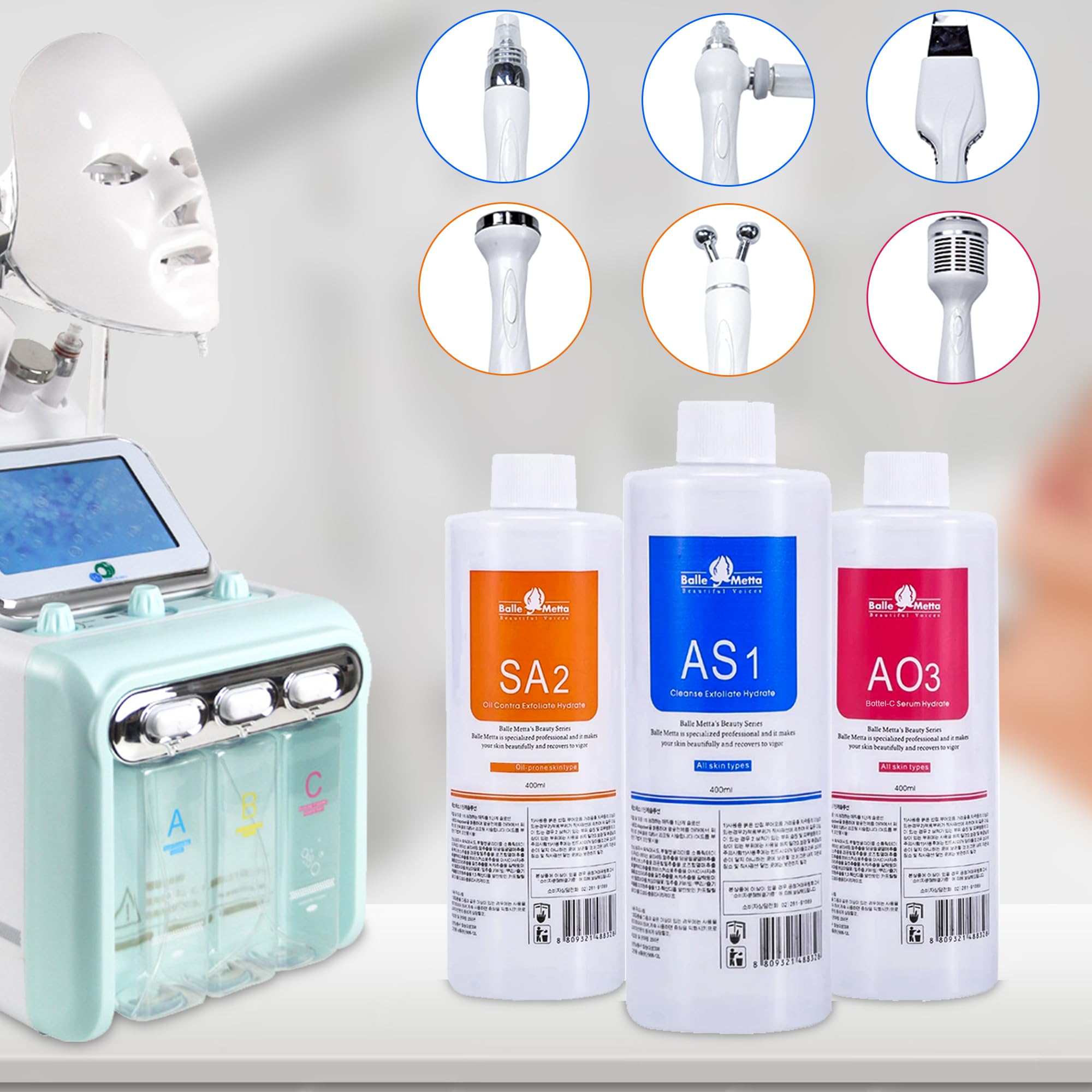 Aqua Peeling Solution AS1 SA2 AO3 Soins de la peau du visage Sérum facial Liquide de nettoyage Pour machine à peler Facial Fournitures d'esthétique (400ml/3bottle)