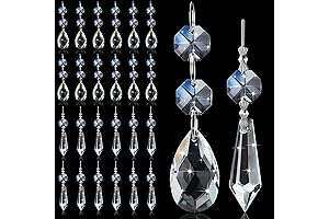 24 Pcs Chandelier Crystal Replacement | Teardrop & Icicle Crystal Prisms Hanging Crystals