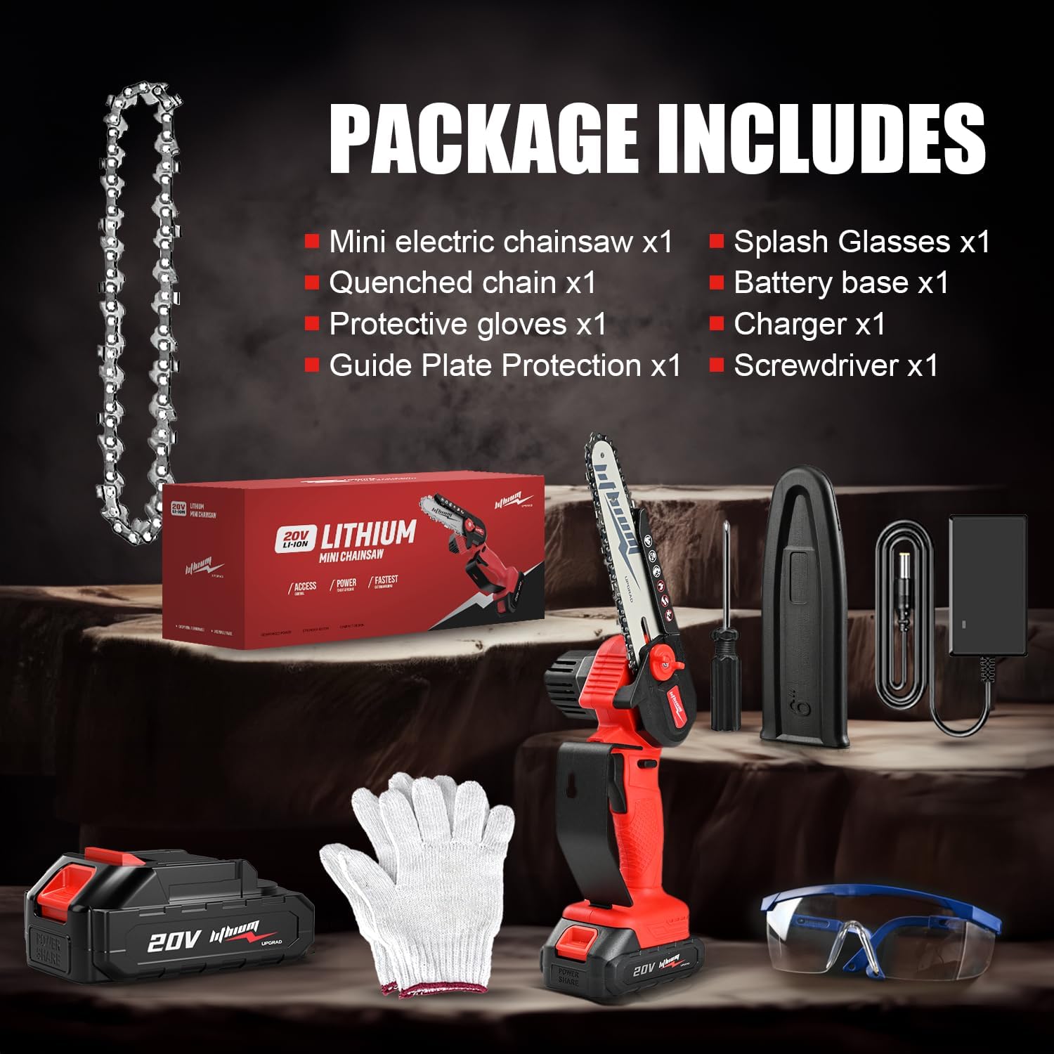 Cordless Mini Chainsaw, 20V Max Battery 6 Inch Small Chain Saw, One-Hand Handheld Electric Portable Chainsaw for Cutting Wood Trimming and Woodworking- Mini Chain Saw Cordless with 1 Batter - Image 9