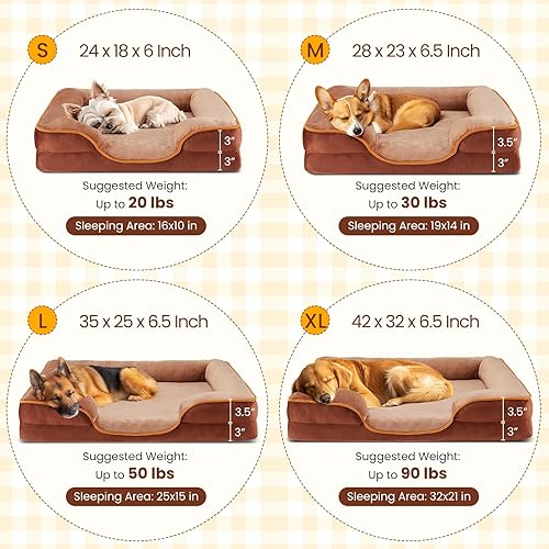 Miniatura 5 de DUMOS Cama ortopédica para perro, cama lavable para perros con funda extraíble, cama impermeable para perros de tamaño mediano, cama de espuma