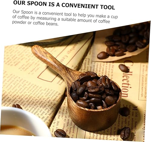 Miniatura 5 de BESTonZON Cuchara medidora de madera de acacia, cucharas de sal, mini taza medidora de café, mini cucharas de madera, cuchara de helado de medición