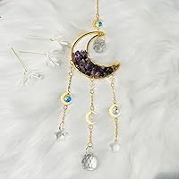 Vista 2 de WEISIPU Atrapasoles hecho a mano con cristal de luna, prisma de estrella, atrapasoles de arco iris, colgantes para ventana, jardín, hogar, patio