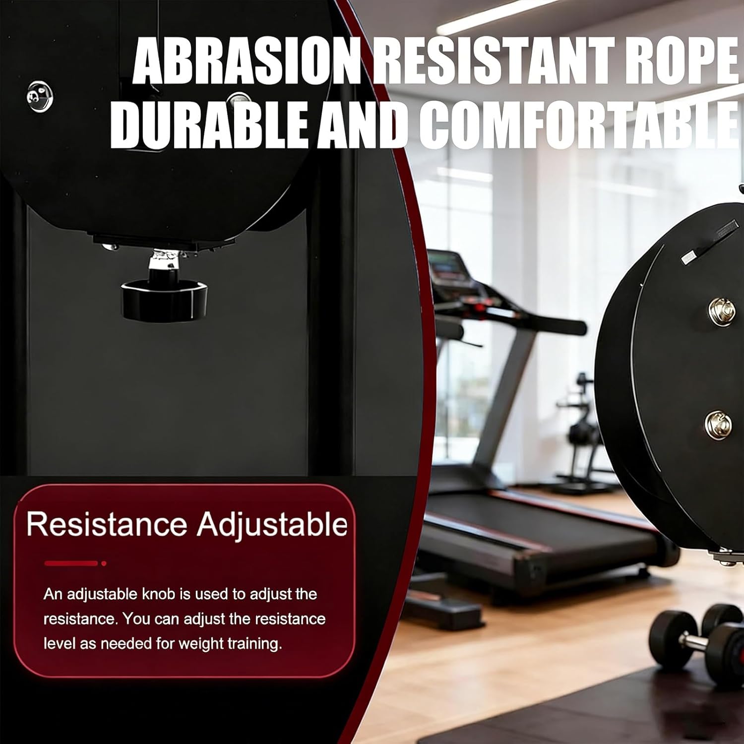Endless Rope Trainer | Adjustable Resistance Trainer Machine | Suspension Endless Rope Pulley System| Closed-Loop Nylon Rope | Home Gym Infinity Rope for Interval Resistance Training(Red)