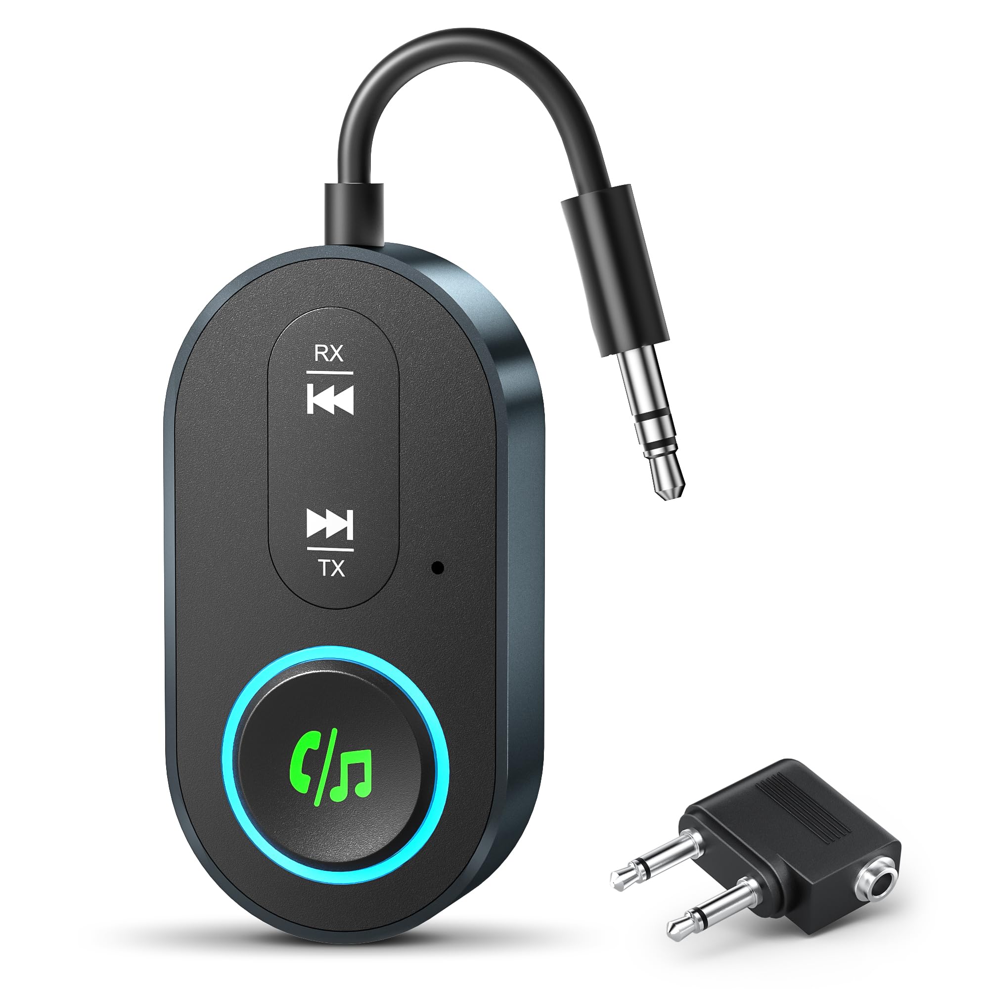 2025 Upgraded Bluetooth 5.3 Transmitter Receiver, 2-in-1 Airplane Bluetooth Adapter, Compatible with 2 AirPods or Wireless Headphones, with 3.5mm Aux Audio Jack for Home Stereo, Airplane, Car-image-36