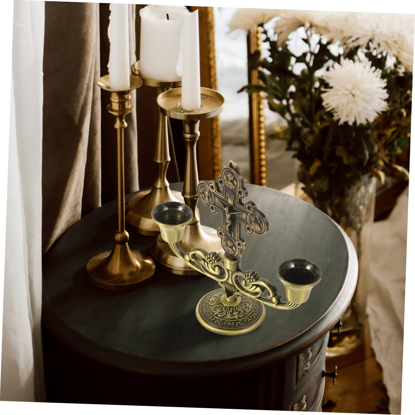 アンティーク十字架とキャンドルスタンド3点セット ヴィンテージ シェル貝 Amazon｜OSALADI キリスト教 教会 燭台 カトリック 十字架 彫像 十字架
