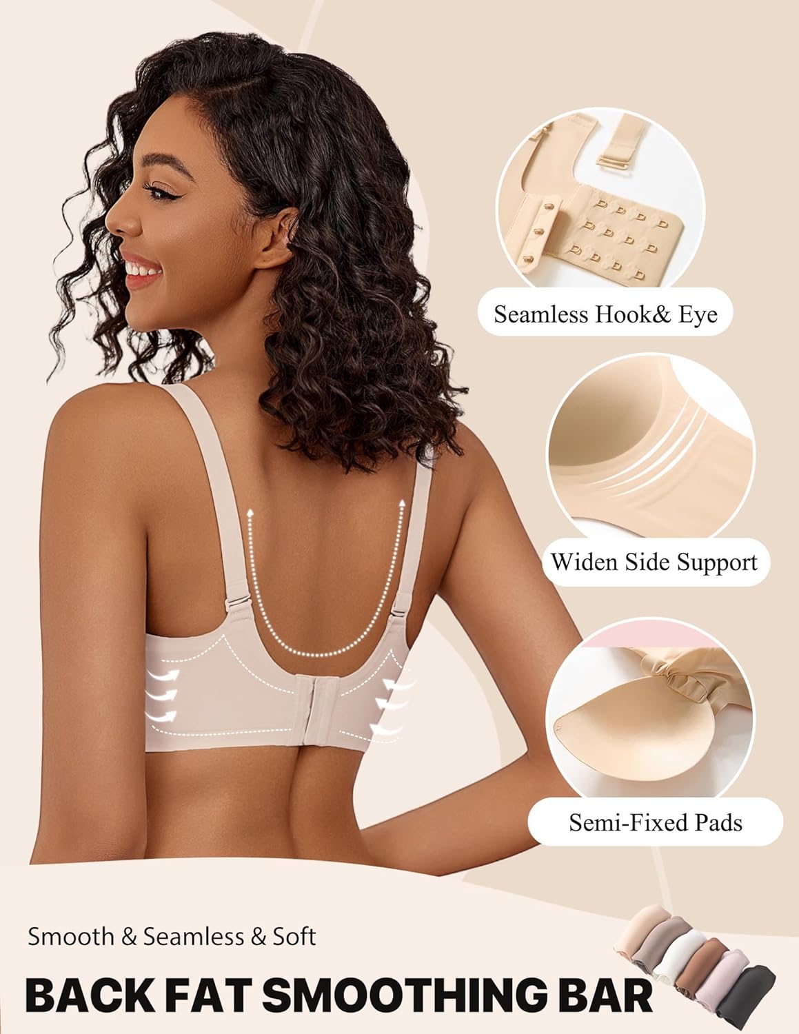 Avidlove Jelly Bras for Women No Underwire Scalloped Bra Seamless Bralttles Soft Everyday Sleep Bra (Pink, XXL) - Image 3