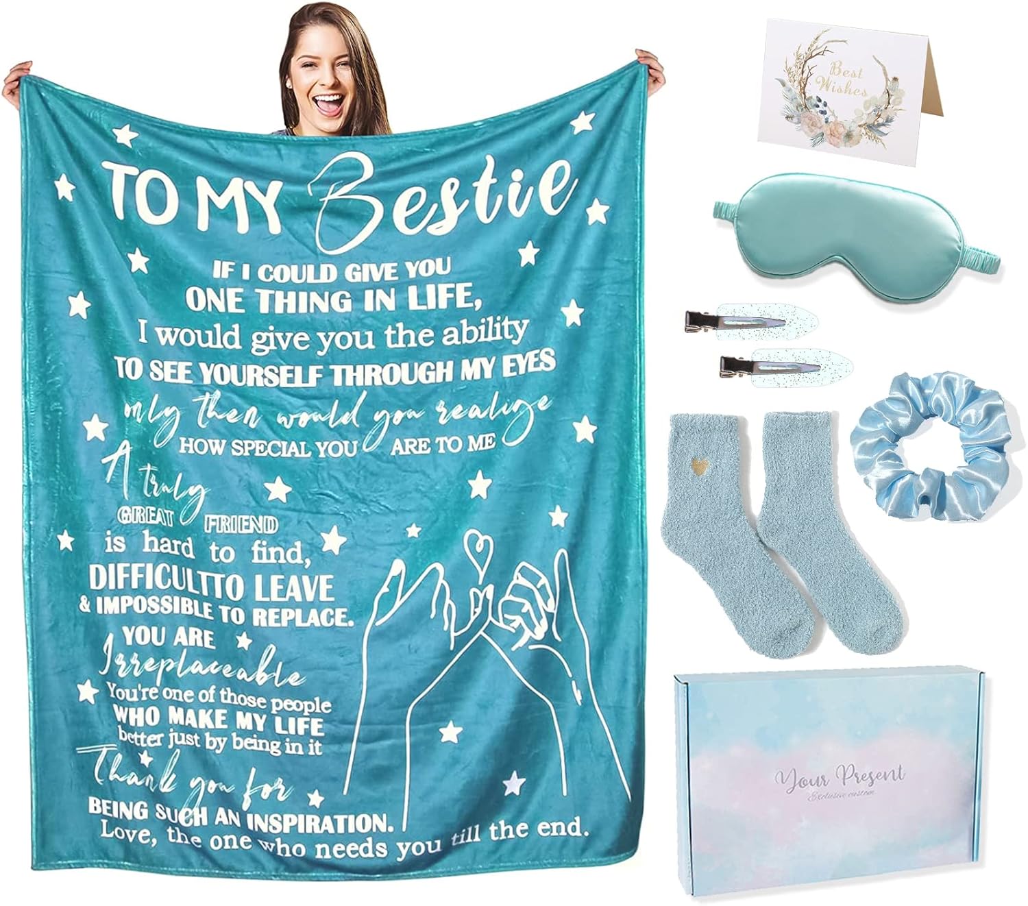 Bestie Blanket with Sleep Mask, Socks and Gift Box Bestie