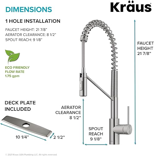 Miniatura 203 de KRAUS Oletto - Grifo de cocina y filtro de agua 2 en 1, monomando y extraíble, estilo comercial, para ósmosis inversa o sistema de filtración
