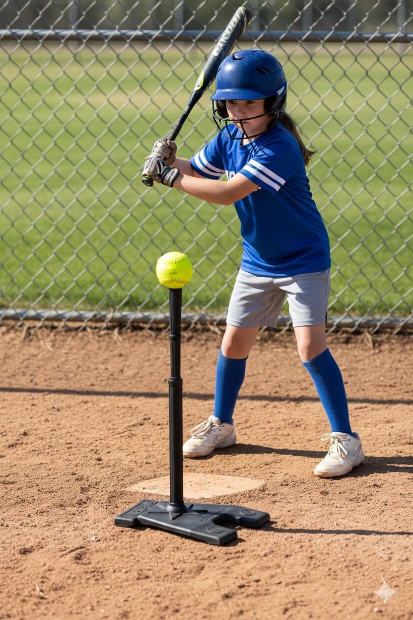 Power Batting Tee - Fully Adjustable Stem for Baseball and Softball Players, Black