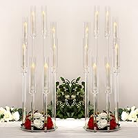 Vista 11 de 16 piezas de 8 brazos de candelabros de acrílico para centros de mesa, portavelas transparentes con pantalla para decoración de mesa, centro de mesa