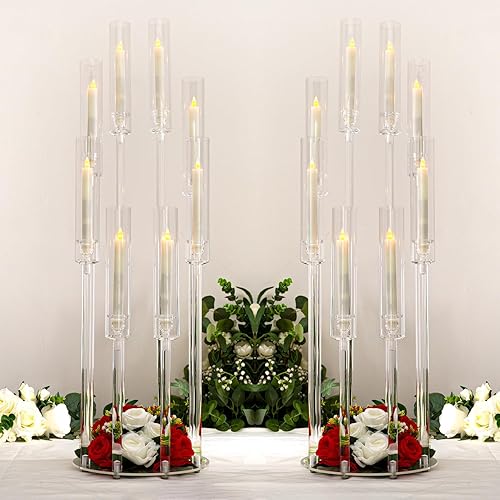 Miniatura 11 de 12 piezas de candelabros de acrílico de 8 brazos para centro de mesa de fiesta, centro de mesa transparente de candelabro para boda, portavelas de