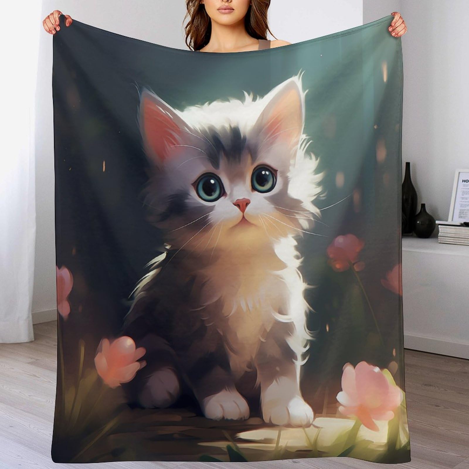 Couverture polaire chat plaid duveteux 150x200cm idée cadeau douceur anniversaire