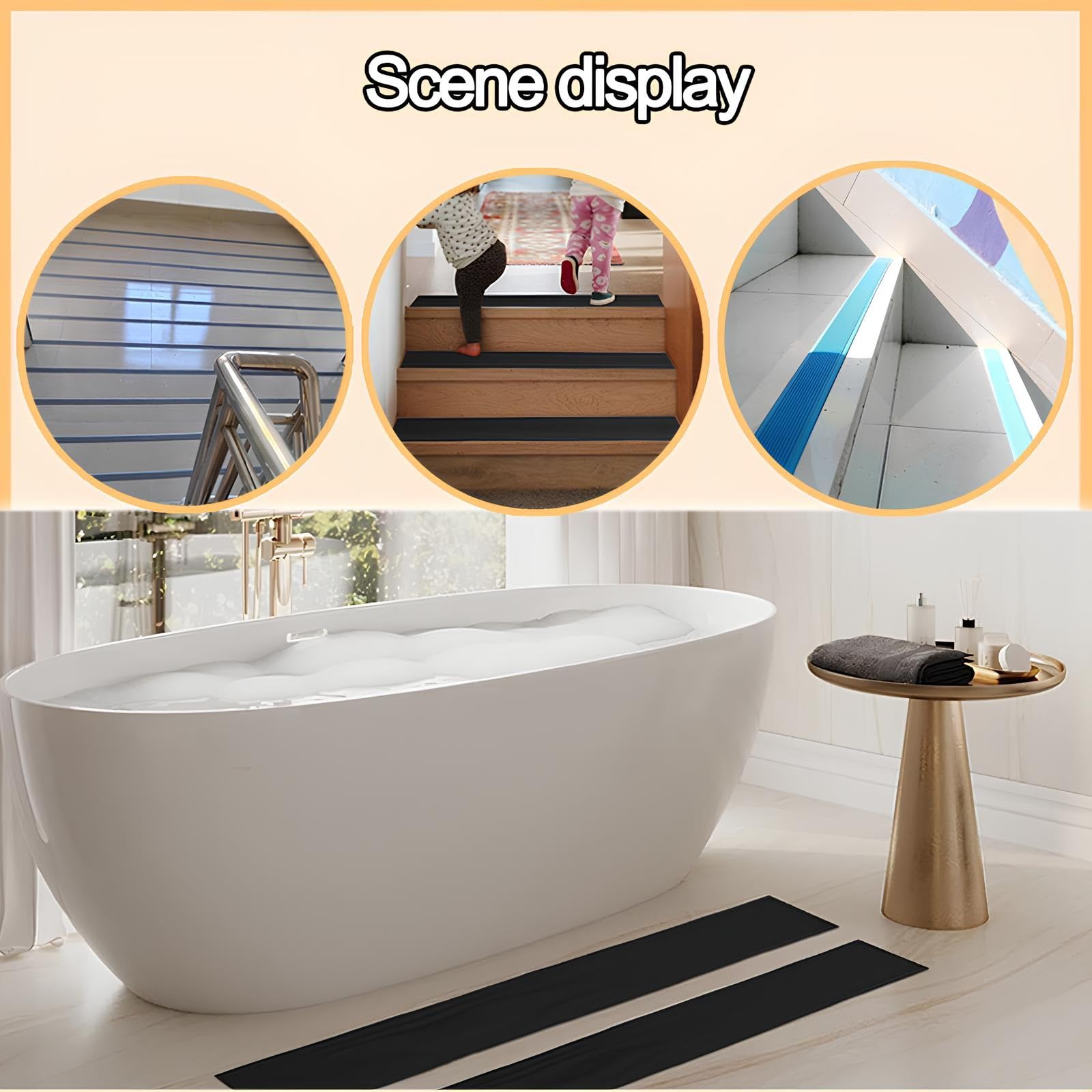 Perfil De Borde De Escalera,PVC Adhesivo Tiras Protectoras Antideslizantes Tira De Umbral Para Uso En Interiores Y Exteriores(Orange,50mmx10m)