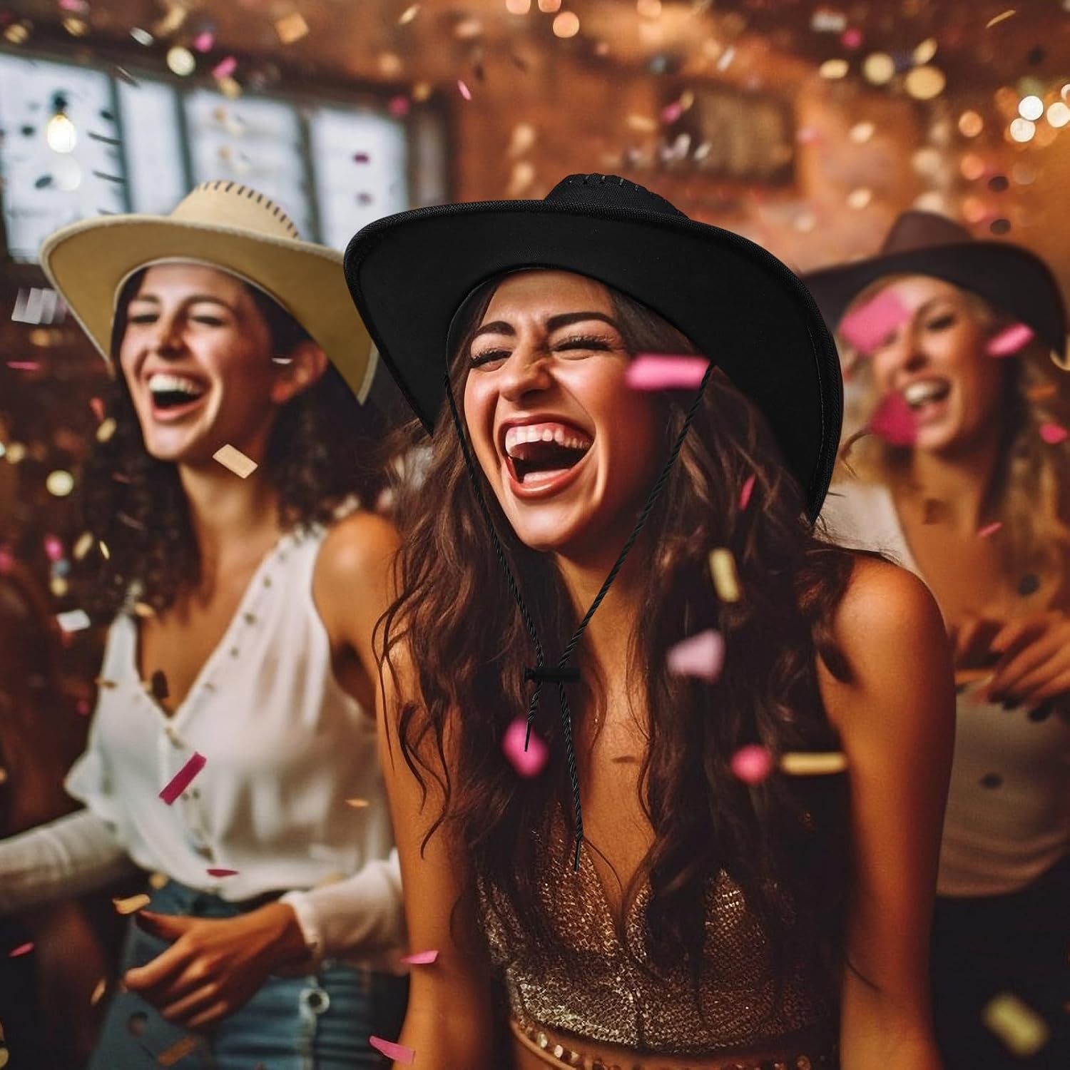 Zhanmai 12 Pcs Cowboy Hat & Bandana Set Western Costume Accessories for Cowboy Party Bulk Favors for Theme Party - Image 5