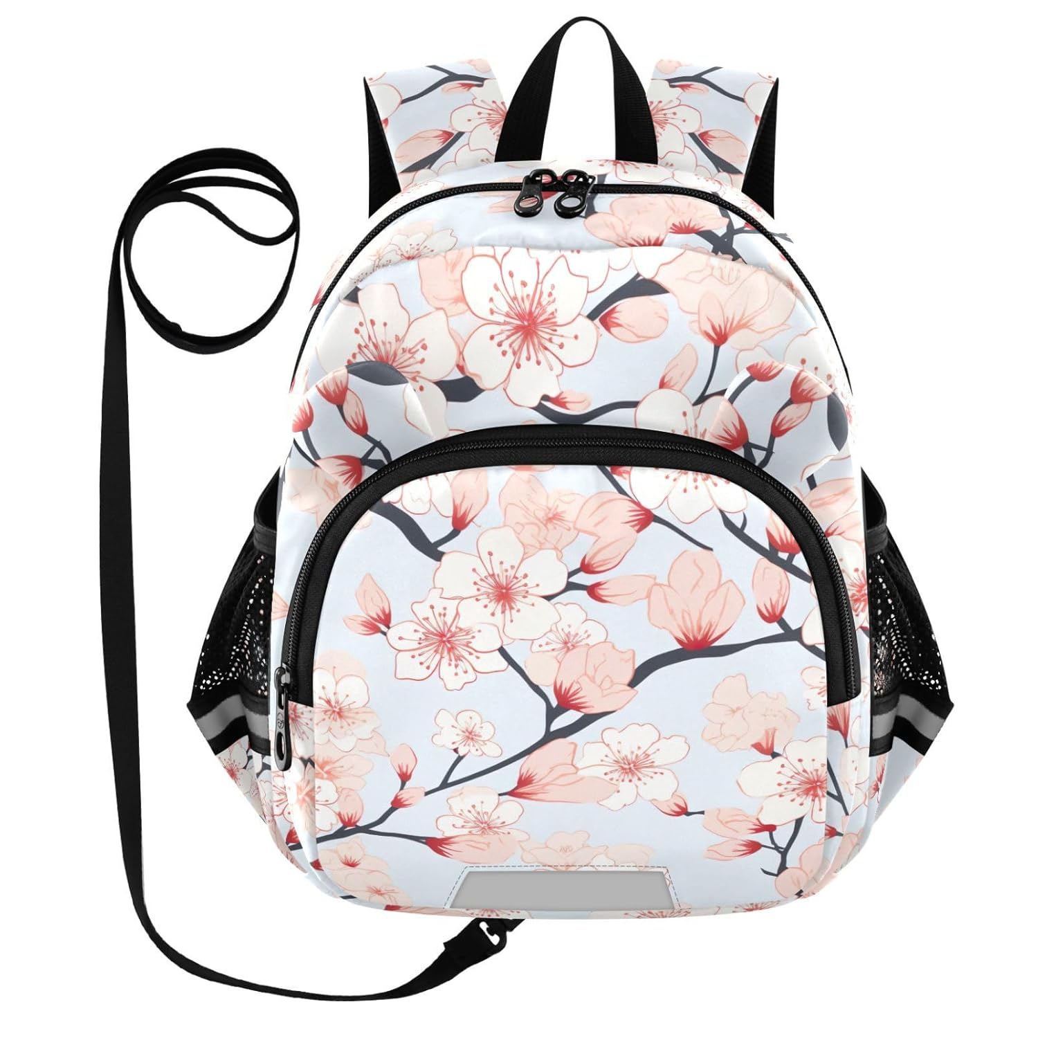 Blue Cherry Blossom Flower Toddler Harness Backpack for Boys Girls 3-6 Years Kids Backpack with Anti Lost Safety Leash Child Leash Backpack for Walking Travel Preschool