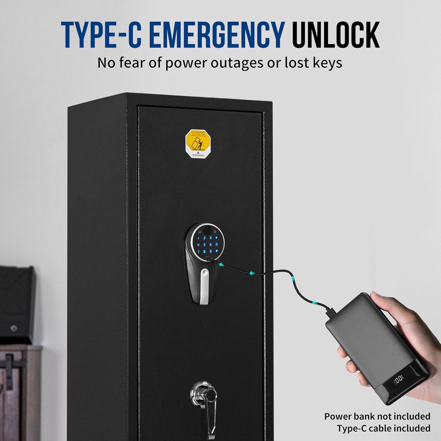 BlackSmith 6 Long Gun Safe for Rifle Pistols Home - Quick Access Handgun Safe with Keys Keypad Wall Mount Large Gun Cabinet with Pistol Rack Pockets Rifle Racks Ammo Storage