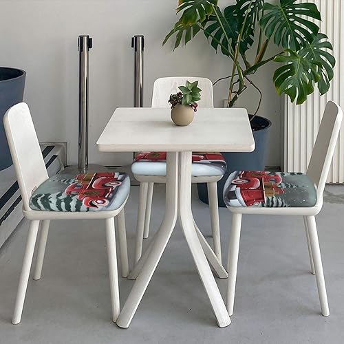 Miniatura 5 de Fundas de asiento cuadradas de 16.9 pulgadas para silla de comedor de camión rojo navideño, cuatro piezas, funda de cojín elástica ajustable de