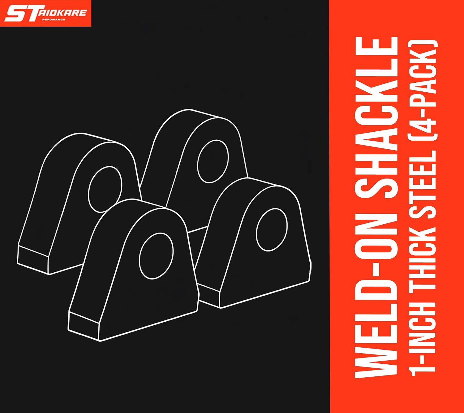 Weld on Shackle/Clevis Mounts 1" Thick Heavy-Duty Steel Compatible with Truck Bumper Hydraulic Tractor Towing 4pcs
