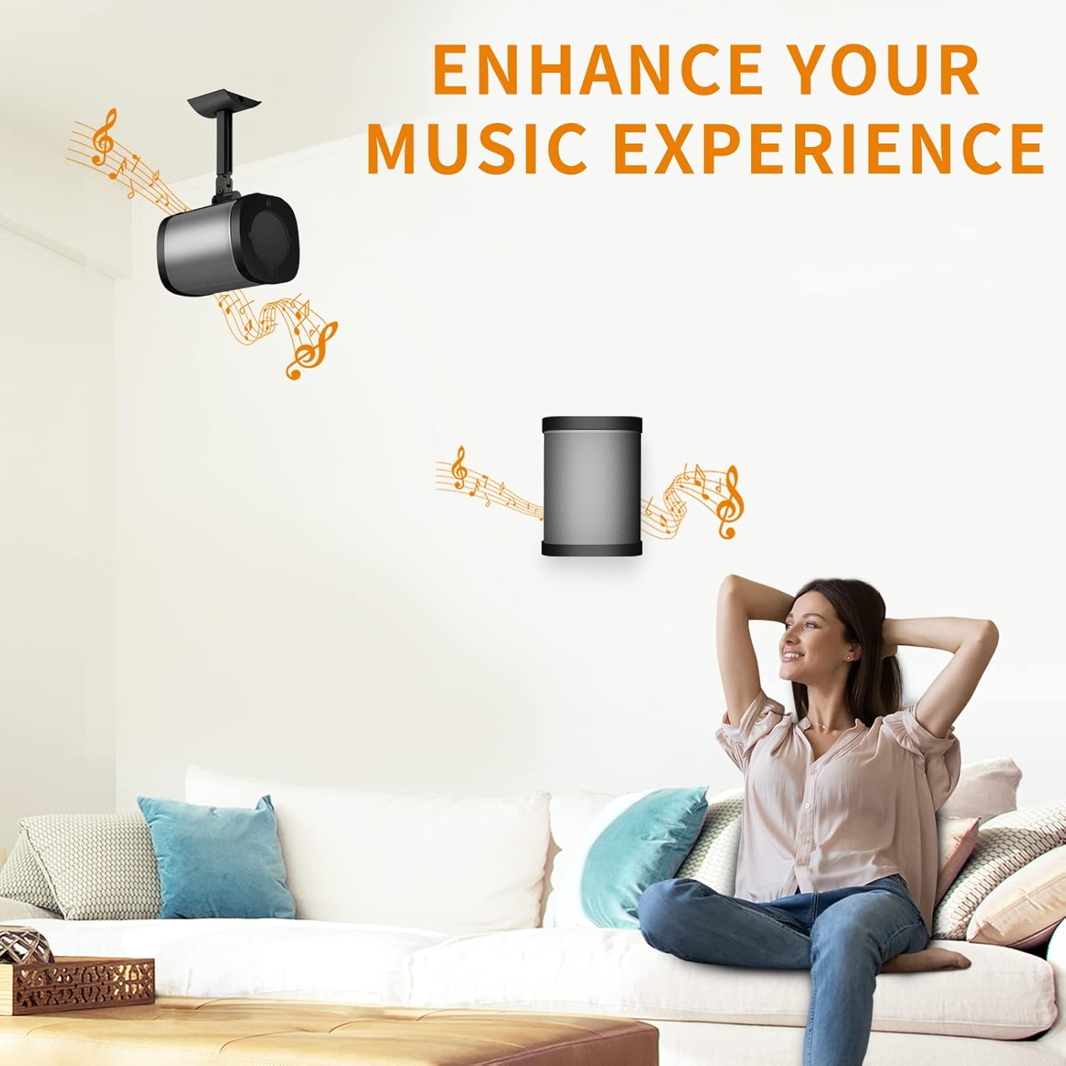 Ceiling Mount and Wall Mount Bracket for Sonos One, One SL, Play 1 Speaker Tilt & Swivel Adjustment Compatible with One SL, One, Play:1 Mounting Brackets, Black - Image 7