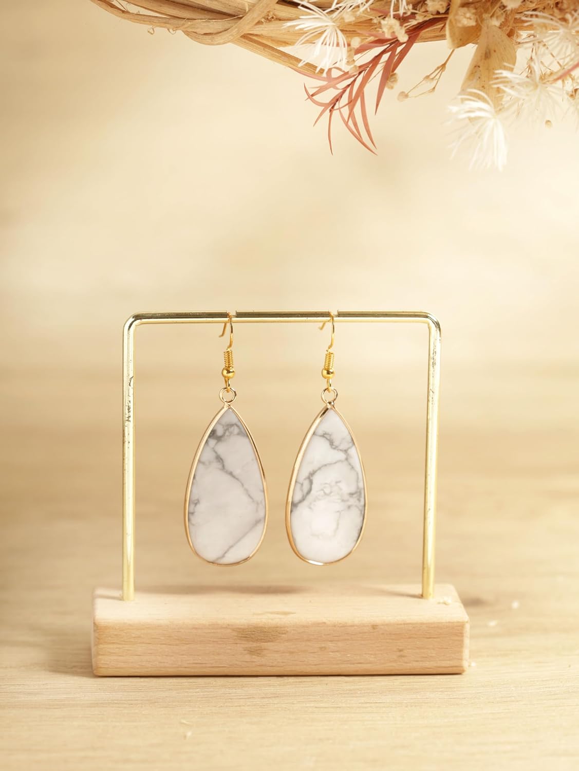 MINACHI Gemstone Teardrop Waterdrop Dangle Drop Earrings, Vintage Boho Jewelry Gift for Women - Image 2