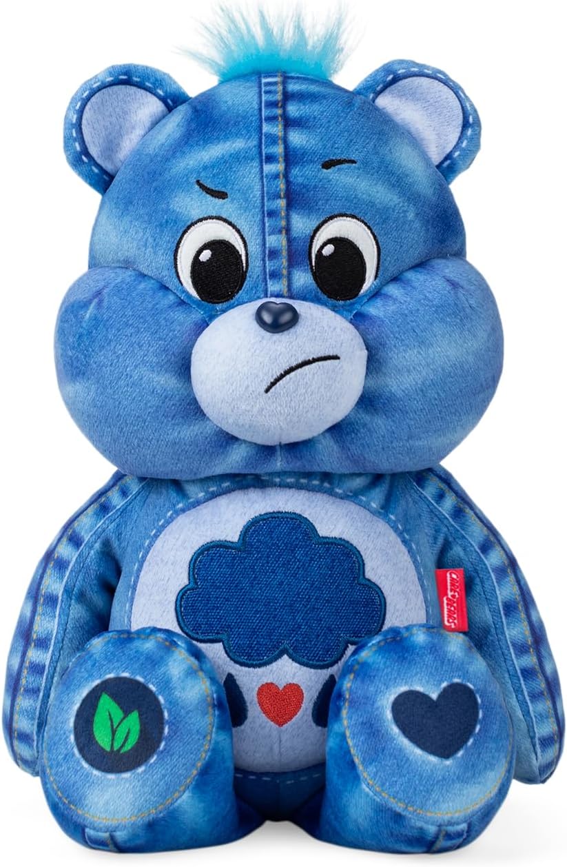 14" Medium Plush - Grumpy Bear - New Denim Design - Soft Huggable Eco-Friendly Material!
