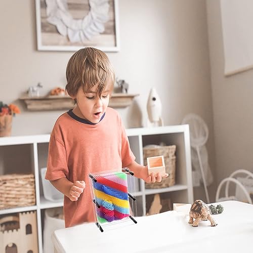 Miniatura 7 de Pines 3D Art - Agujas de juguete sensorial, divertido juguete de plástico con pines, tablero de palma grande (amarillo, 6 x 8 pulgadas)