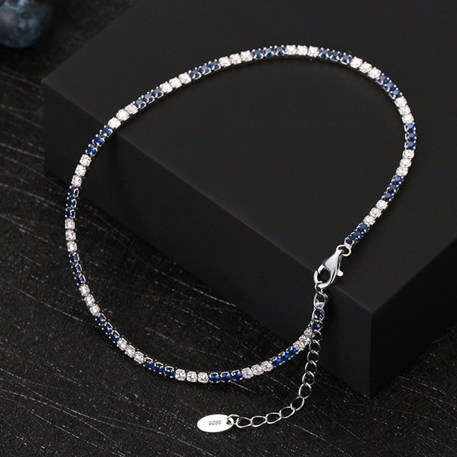 Cavigliere Donna Argento 925, Cavigliera Donna Estiva Tennis Sottile con Zirconi 2MM Argento, Regolabile Fino a 26 cm - Bracciali alla Caviglia da Spiaggia Cavigliere per Donne