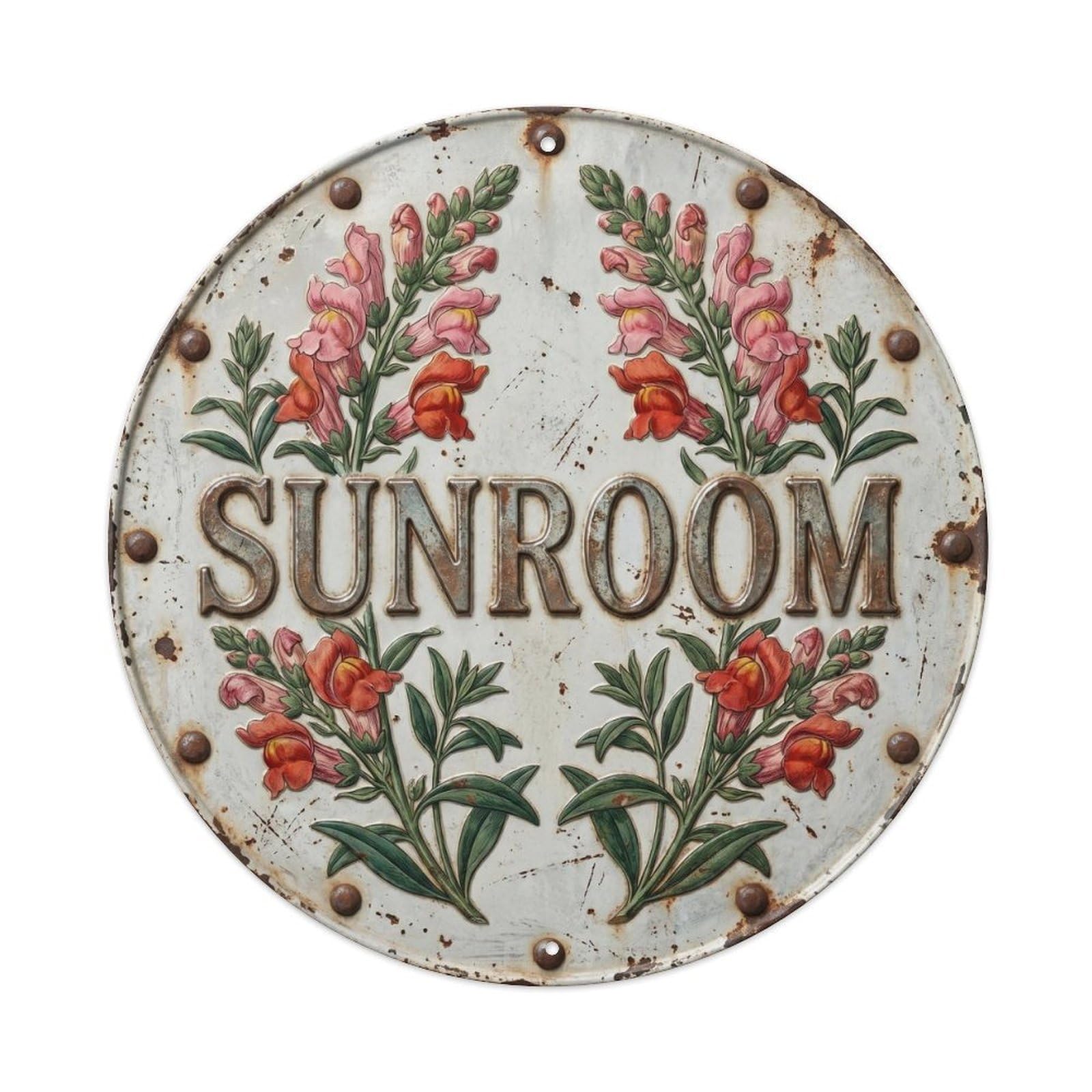 Snapdragon Sunroom Botanical Floral Room Label Metal Tin Sign