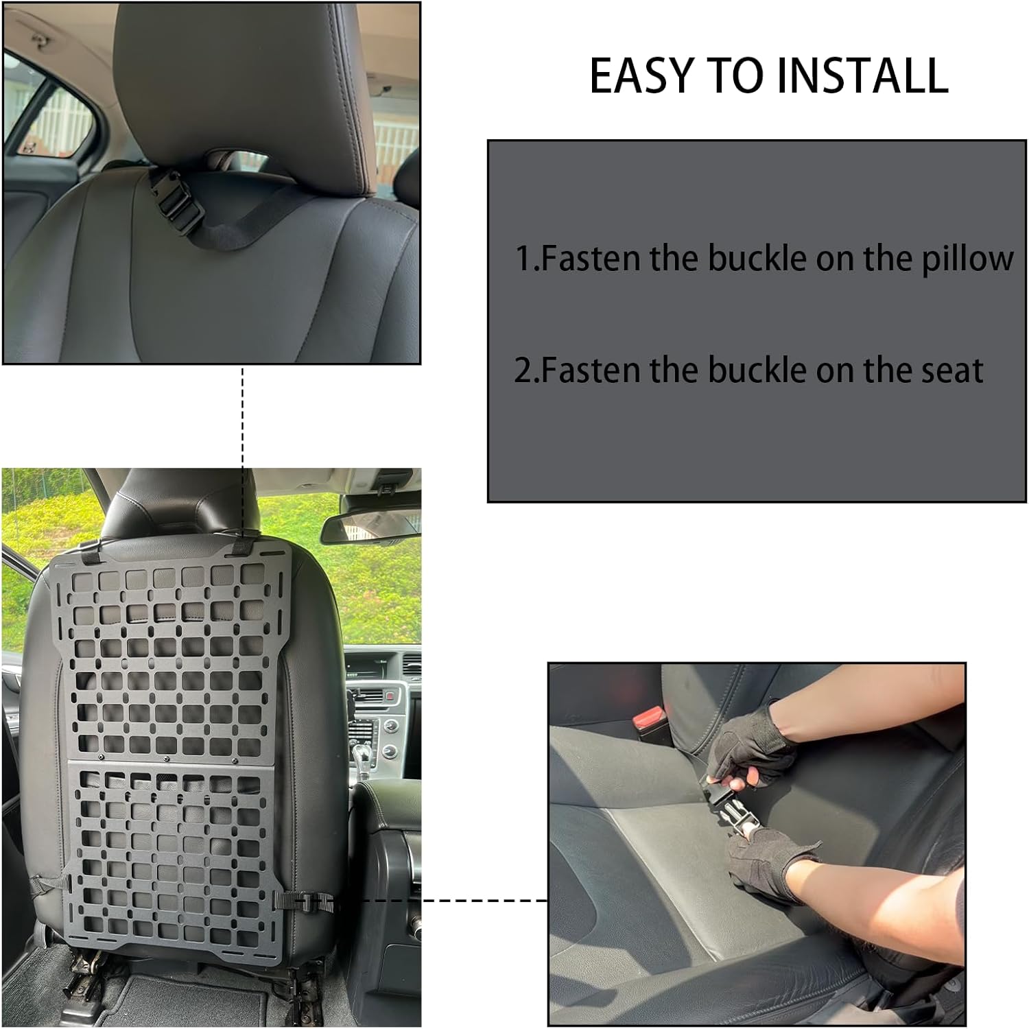Metal Rigid Molle Panels for Vehicles - Alloy Truck Mount Rack Tactical Seat Back Organizer - Adjustable, Versatile Panel - Stronger Than Plastic - 4 Loop Fasteners - Eco-Friendly