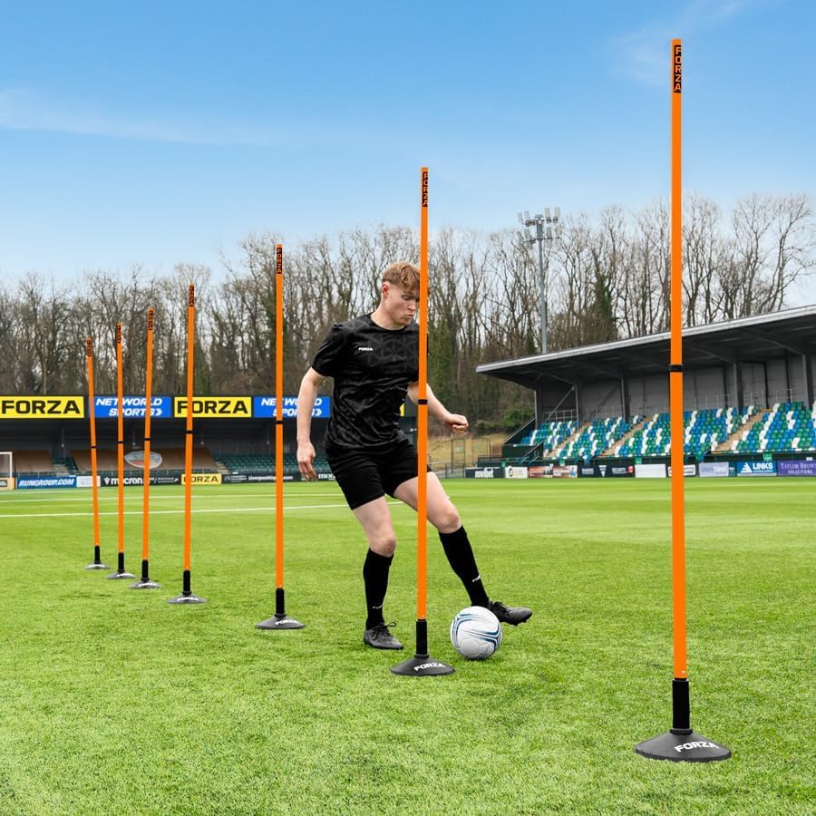 FORZA Teleskop-Slalomstangen | Verstellbare 8er-Pack Trainingsstangen für Sportübungen und Beweglichkeit