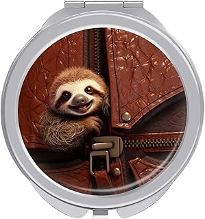 Sloth on Zipper Travel Makeup Mirror Portable...