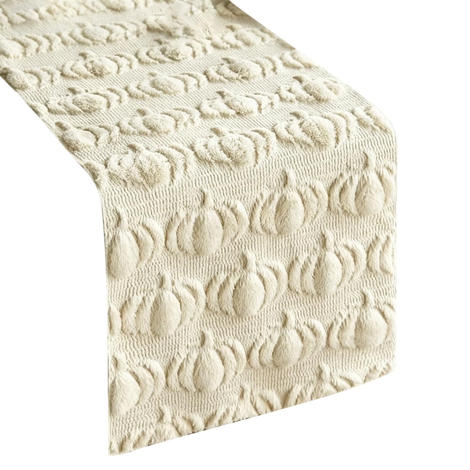 Harvest Table Runner with Pumpkin Theme and Raised Texture for Halloween Dining Table and Entryway Console Styling Harvest Accent Seasonal Scarf Tabletop Runner Autumn Dining Linen Console Decor Bed
