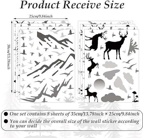 Miniatura 3 de Teling 8 piezas de calcomanías adhesivas de copos de nieve de invierno para pared, calcomanías de árboles del bosque de ensueño para habitación de