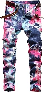 Baylvn Men's Casual Printed Slim Fit Jeans Skinny Denim Pants