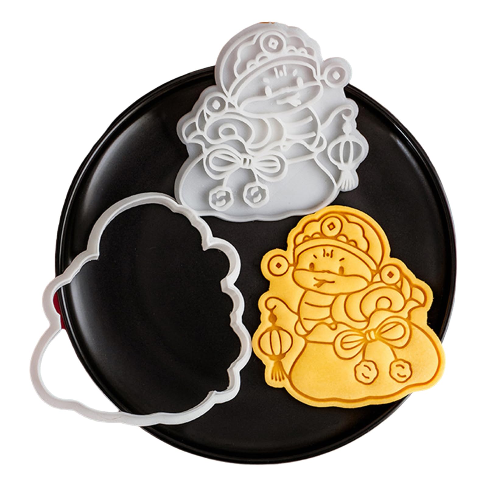 MICFENY New Year Fondant Cookie Stamp Snake Themed Biscuit Mould Baking Mold for Cake Sugarcraft Tool