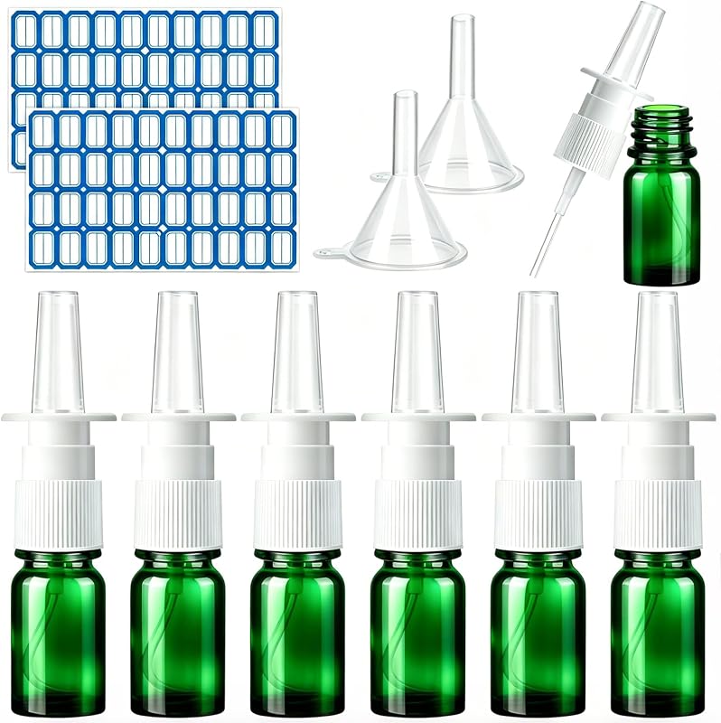 Frascos de spray nasal de vidro recarregáveis ZHWKMYP, 5 mL, pacote com 10