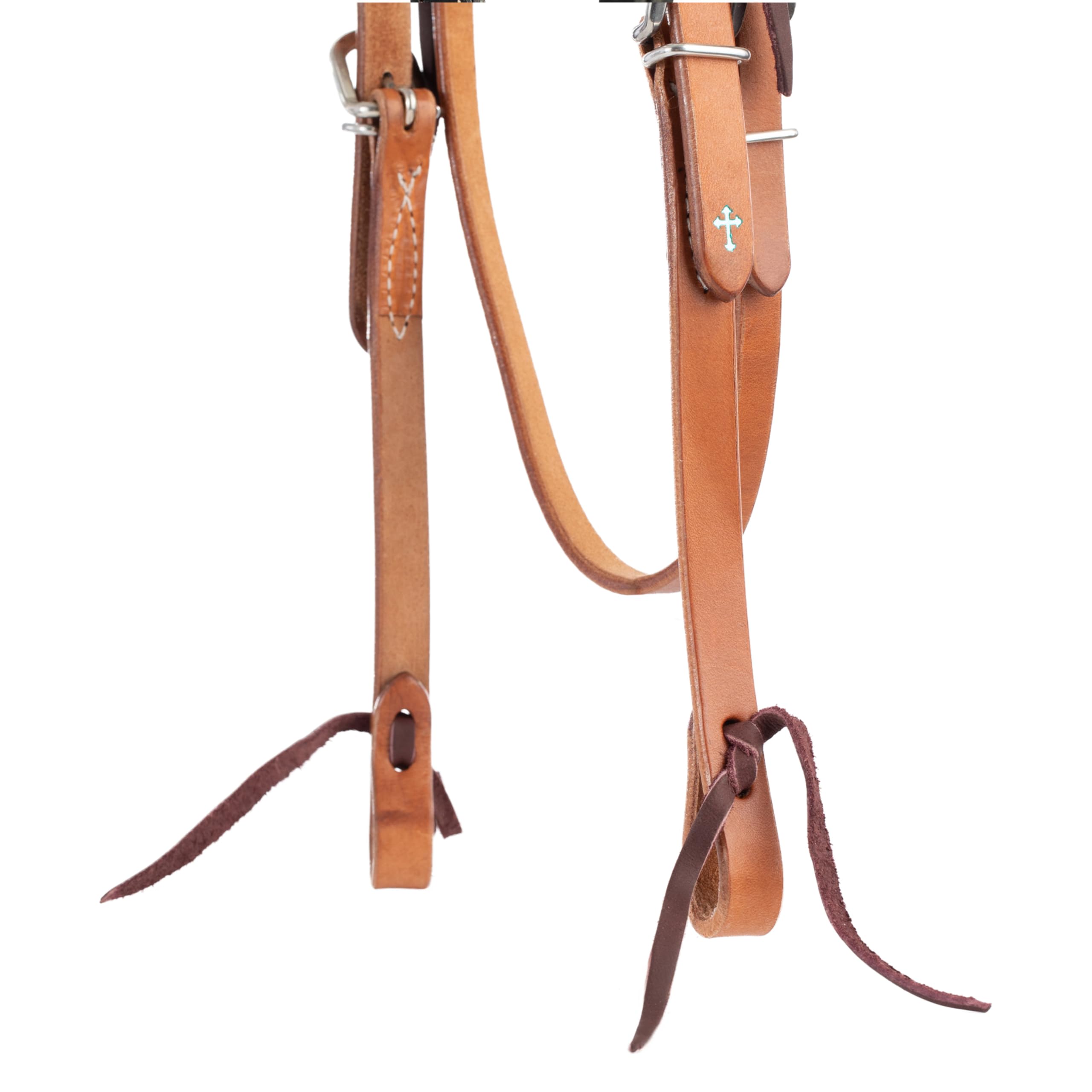Turquesa Cruz 45 – 0151 – Piel frontalera para Caballo tamaño Headstall, Caballo, Aceite Ligero